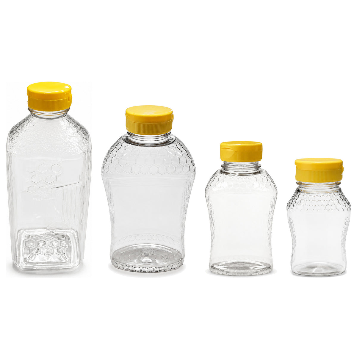 Plastic Honey Bottles | Embossed Pattern, 8oz., 1 lb., 2 lb., & 3 lb.