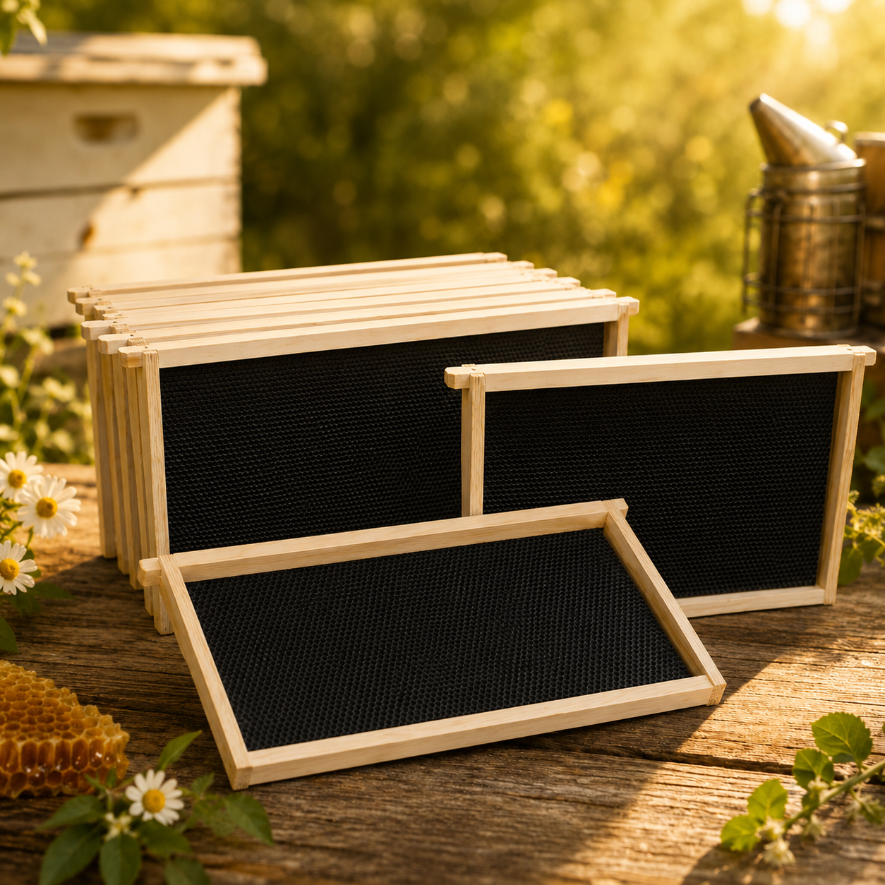 Assembled Deep Frames with black foundation 10 Pack